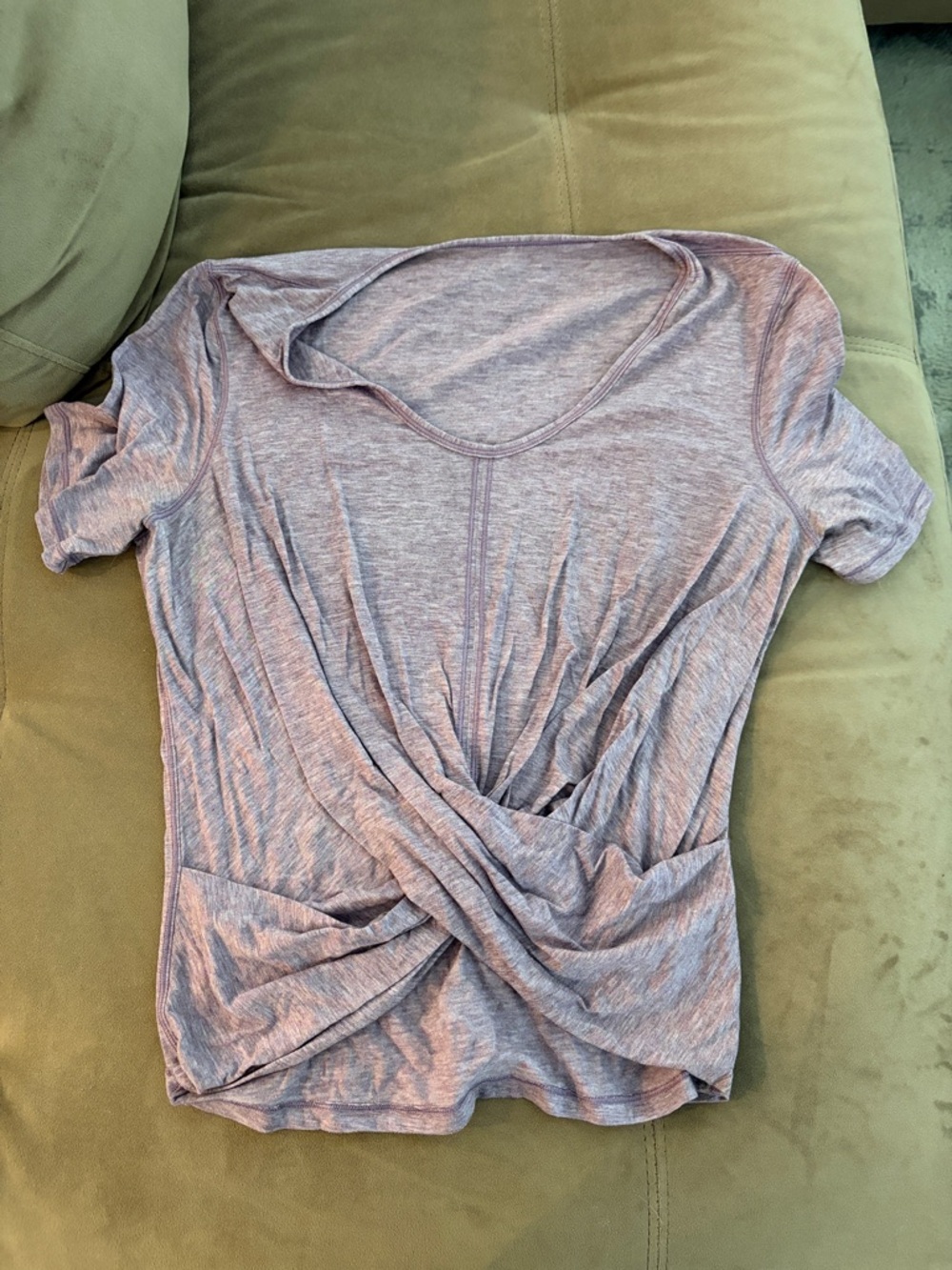 lululemon athletica Short Sleeve Twist-Front Tee in Light Mauve Heather